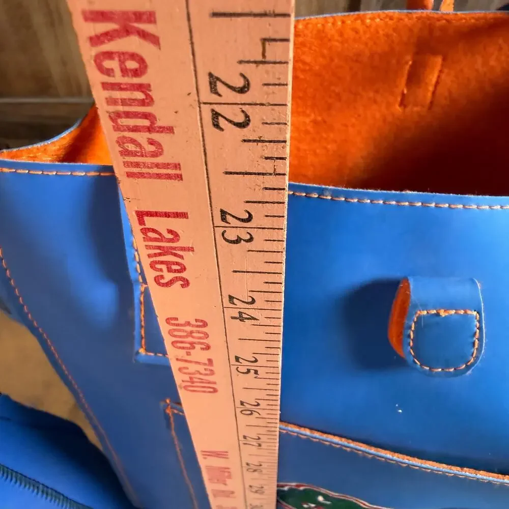 Alan Stewart Florida Gators Blue Leather Tote Bag Orange Suede NCAA UF